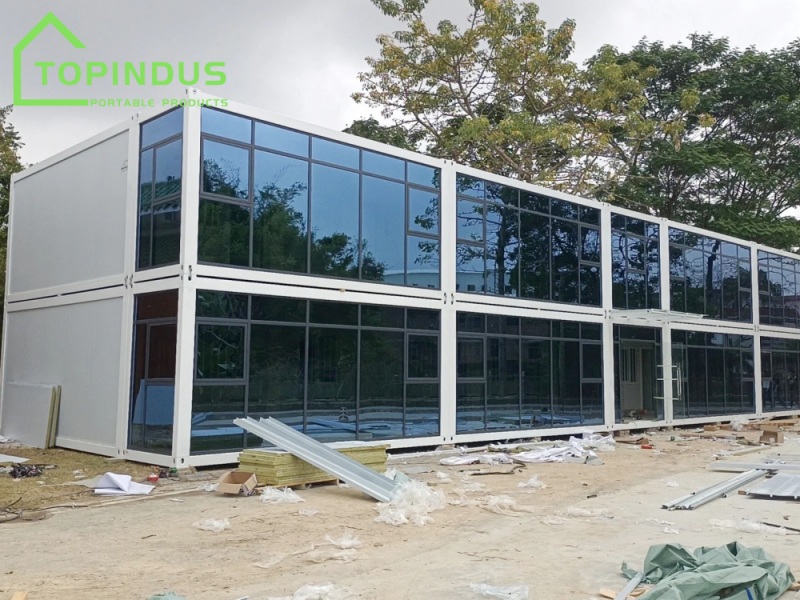 Two-Story Flat Pack Container House for Office Use in Malaysia